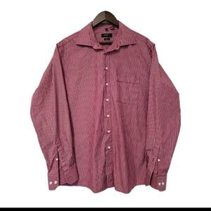 Haupt Dress Shirt Men's Red Blue White Striped Dress Shirt Causal Fisherman